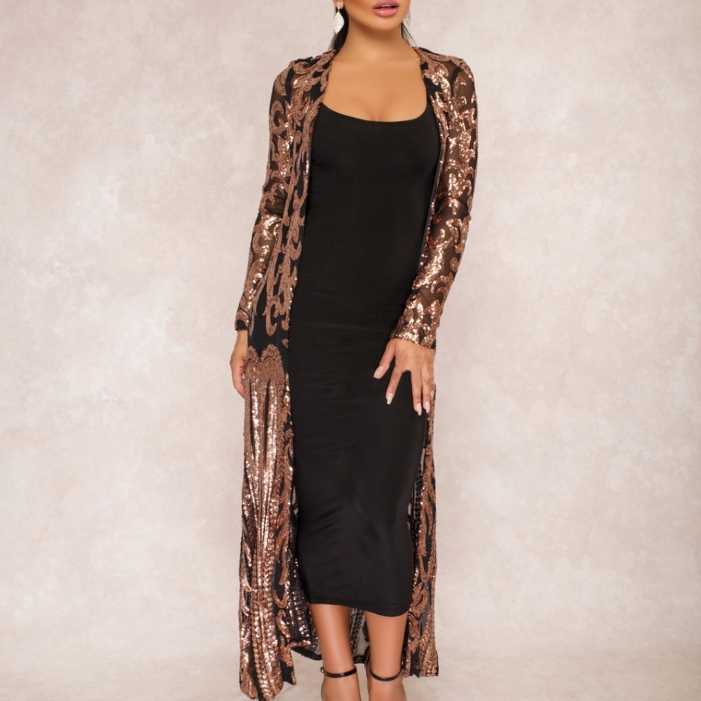 VENUS SEQUIN MESH LONG JACKET CARDIGAN